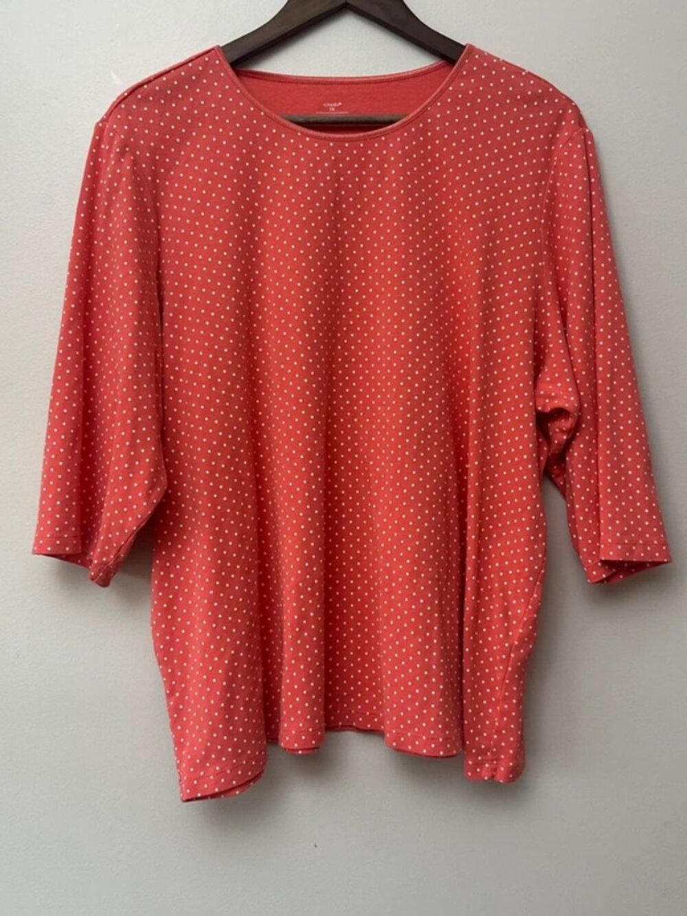 CJ Banks Womens 3X Pinkish Coral 3/4 Sleeve Blouse
